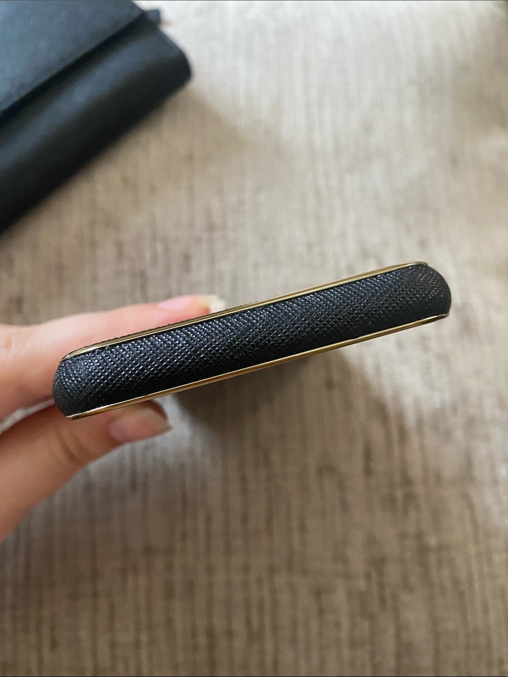 kate spade Black Saffiano Leather Fold Wallet with Gold Logo Plus Phone Case - Picture 10 of 15